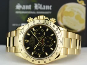 Racing Professional Watches | Sant Blanc ROLEX 40mm Mens 18kt Gold Daytona Chronograph Black Index Model 116528