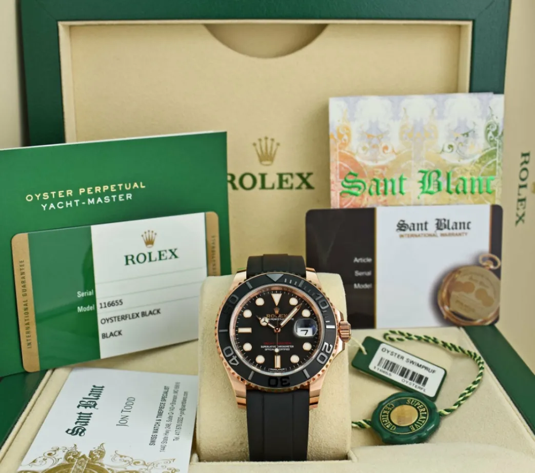 rolex_mm_mens_kt_rose_gol_0.webp Yachting Professional Watches | Men's Watches | Sant Blanc ROLEX 40mm Mens 18kt Rose Gold Yachtmaster Oysterflex Band Model 116655