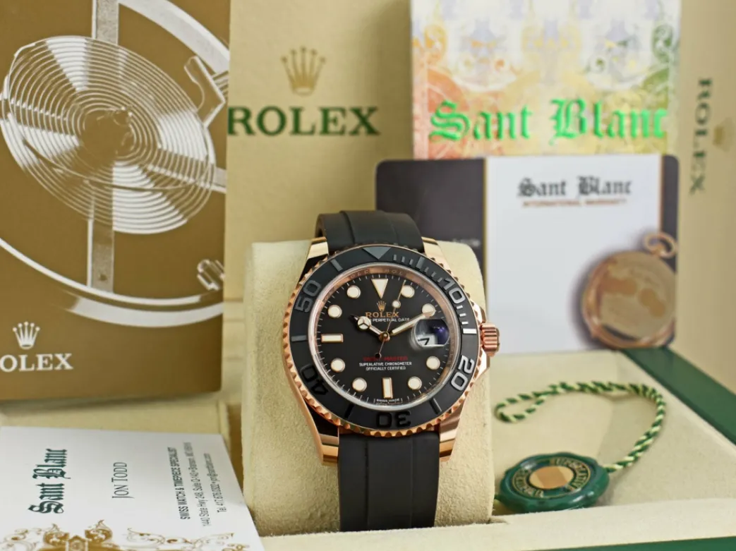 rolex_mm_mens_kt_rose_gol_1.webp Yachting Professional Watches | Men's Watches | Sant Blanc ROLEX 40mm Mens 18kt Rose Gold Yachtmaster Oysterflex Band Model 116655