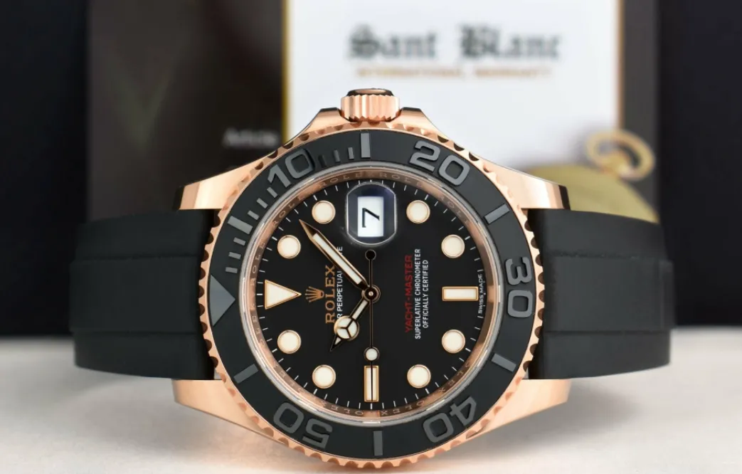 rolex_mm_mens_kt_rose_gol_2.webp Yachting Professional Watches | Men's Watches | Sant Blanc ROLEX 40mm Mens 18kt Rose Gold Yachtmaster Oysterflex Band Model 116655