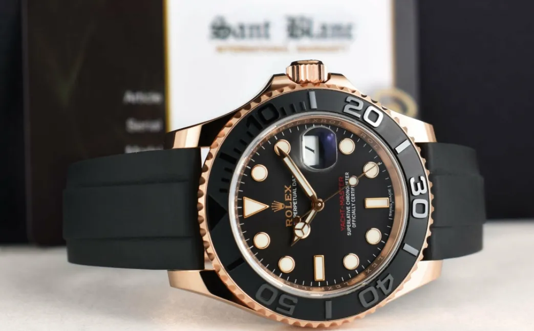 rolex_mm_mens_kt_rose_gol_3.webp Yachting Professional Watches | Men's Watches | Sant Blanc ROLEX 40mm Mens 18kt Rose Gold Yachtmaster Oysterflex Band Model 116655