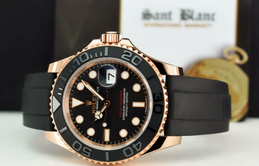 rolex_mm_mens_kt_rose_gol_4.webp Yachting Professional Watches | Men's Watches | Sant Blanc ROLEX 40mm Mens 18kt Rose Gold Yachtmaster Oysterflex Band Model 116655