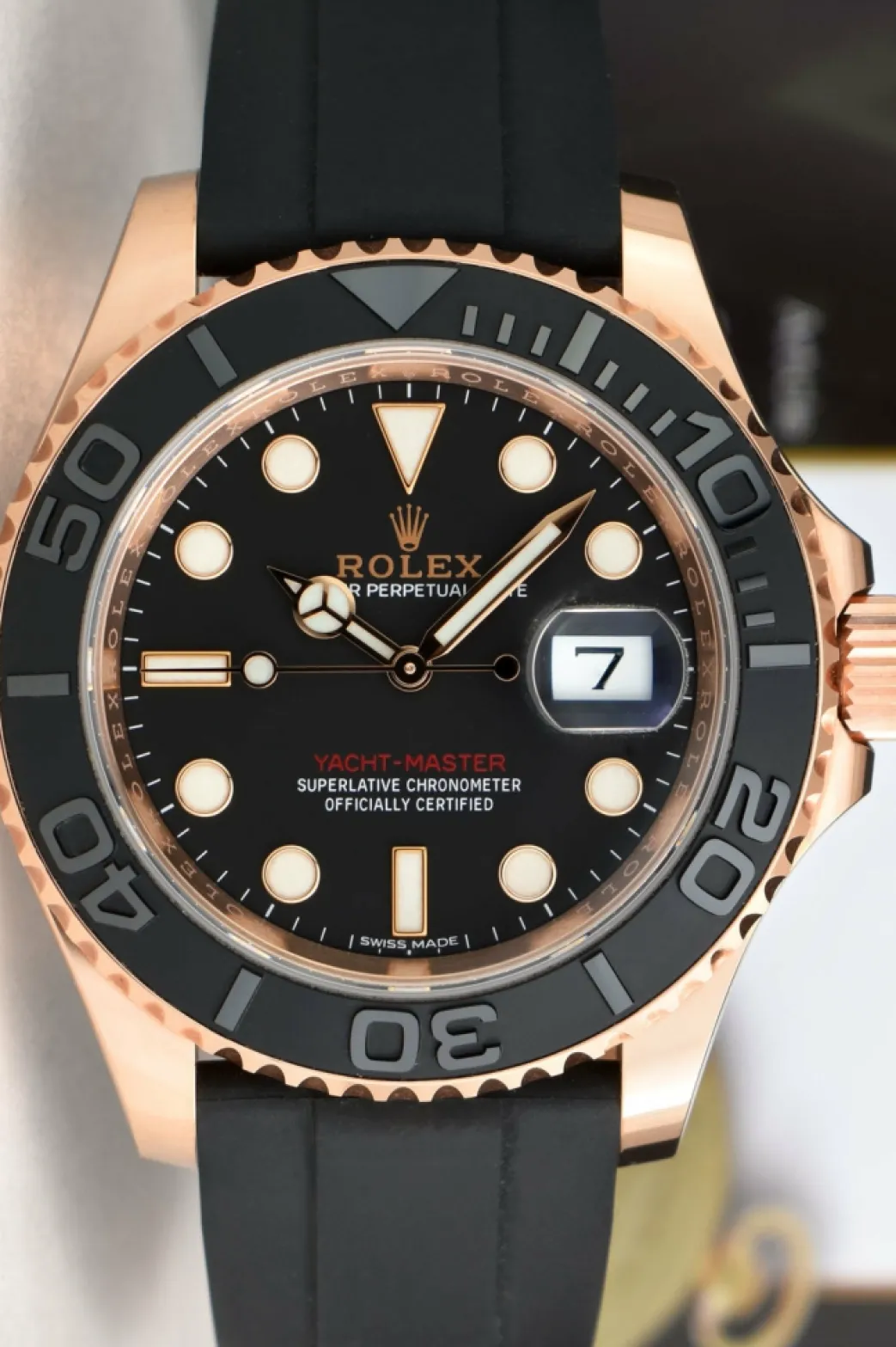 rolex_mm_mens_kt_rose_gol_6.webp Yachting Professional Watches | Men's Watches | Sant Blanc ROLEX 40mm Mens 18kt Rose Gold Yachtmaster Oysterflex Band Model 116655