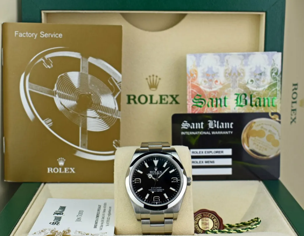 rolex_mm_mens_stainless_s_0-2.webp Sports Watches | Men's Watches | Sant Blanc ROLEX 39mm Mens Stainless Steel Explorer Black Index Dial Model 214270