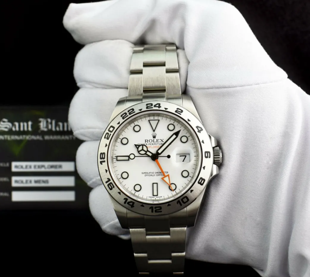 rolex_mm_mens_stainless_s_1-3.webp Sports Watches | Men's Watches | Sant Blanc ROLEX 42mm Mens Stainless Steel Explorer II White Dial Model 216570