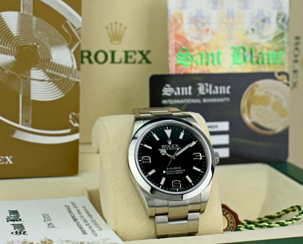 rolex_mm_mens_stainless_s_2-2.webp Sports Watches | Men's Watches | Sant Blanc ROLEX 39mm Mens Stainless Steel Explorer Black Index Dial Model 214270