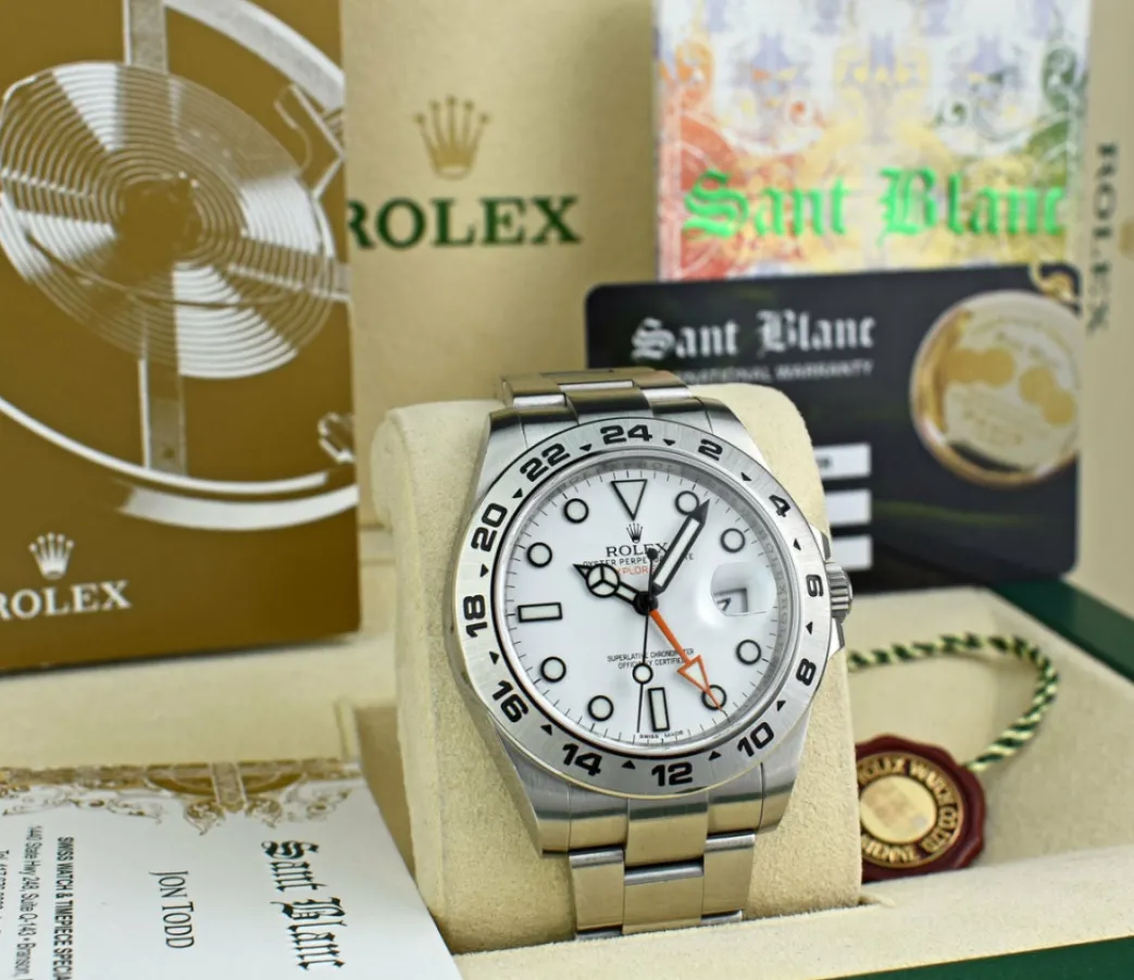rolex_mm_mens_stainless_s_2-3.webp Sports Watches | Men's Watches | Sant Blanc ROLEX 42mm Mens Stainless Steel Explorer II White Dial Model 216570