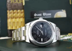 Men's Watches | Dress Watches | Sant Blanc ROLEX 41mm Mens Stainless Steel DateJust II Black Roman Dial Model 116300