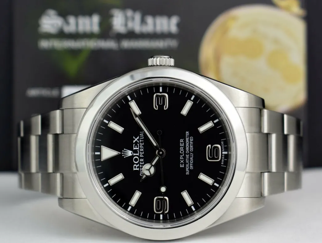 rolex_mm_mens_stainless_s_3-2.webp Sports Watches | Men's Watches | Sant Blanc ROLEX 39mm Mens Stainless Steel Explorer Black Index Dial Model 214270