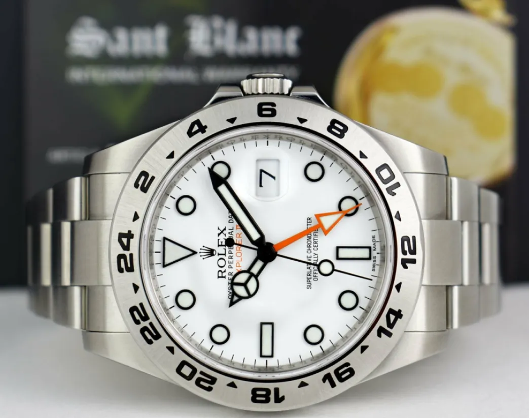 rolex_mm_mens_stainless_s_3-3.webp Sports Watches | Men's Watches | Sant Blanc ROLEX 42mm Mens Stainless Steel Explorer II White Dial Model 216570
