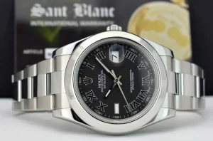 Men's Watches | Dress Watches | Sant Blanc ROLEX 41mm Mens Stainless Steel DateJust II Black Roman Dial Model 116300