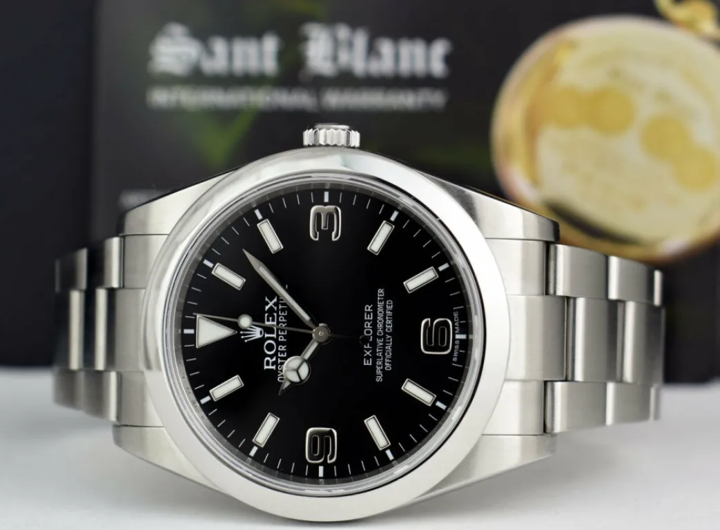 rolex_mm_mens_stainless_s_7-2.webp Sports Watches | Men's Watches | Sant Blanc ROLEX 39mm Mens Stainless Steel Explorer Black Index Dial Model 214270