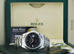 Men's Watches | Dress Watches | Sant Blanc ROLEX 41mm Mens Stainless Steel DateJust II Black Roman Dial Model 116300