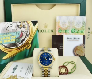 Ladies Watches | Dress Watches | Sant Blanc ROLEX 31mm MidSize 18kt Gold & Stainless Steel Datejust Blue Jubilee Dial Model 68273