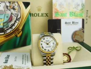 Dress Watches | Sant Blanc ROLEX 31mm MidSize 18kt Gold & Stainless Steel Datejust White Bold Roman Dial Model 68273