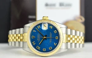 Ladies Watches | Dress Watches | Sant Blanc ROLEX 31mm MidSize 18kt Gold & Stainless Steel Datejust Blue Jubilee Dial Model 68273