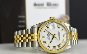 Dress Watches | Sant Blanc ROLEX 31mm MidSize 18kt Gold & Stainless Steel Datejust White Bold Roman Dial Model 68273