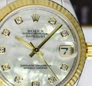 Dress Watches | Sant Blanc ROLEX 31mm MidSize 18kt Gold & Stainless Steel Datejust MOP Diamond Dial Model 178273