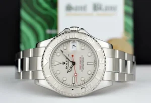 Yachting Professional Watches | Men's Watches | Sant Blanc Rolex 35mm Mid-size Platinum & Stainless Steel Yachmaster Platinum Dial Model 168622