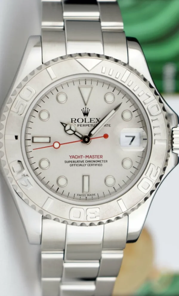 Yachting Professional Watches | Men's Watches | Sant Blanc Rolex 35mm Mid-size Platinum & Stainless Steel Yachmaster Platinum Dial Model 168622