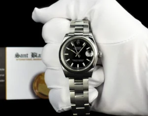 Dress Watches | Sant Blanc ROLEX 31mm Mid-Size Stainless Steel Datejust Black Index Model 178240
