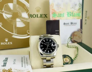 Dress Watches | Sant Blanc ROLEX 31mm Mid-Size Stainless Steel Datejust Black Index Model 178240