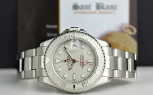 Yachting Professional Watches | Sant Blanc ROLEX 35mm Platinum & Stainless Steel Yachmaster Platinum Dial Model 168622