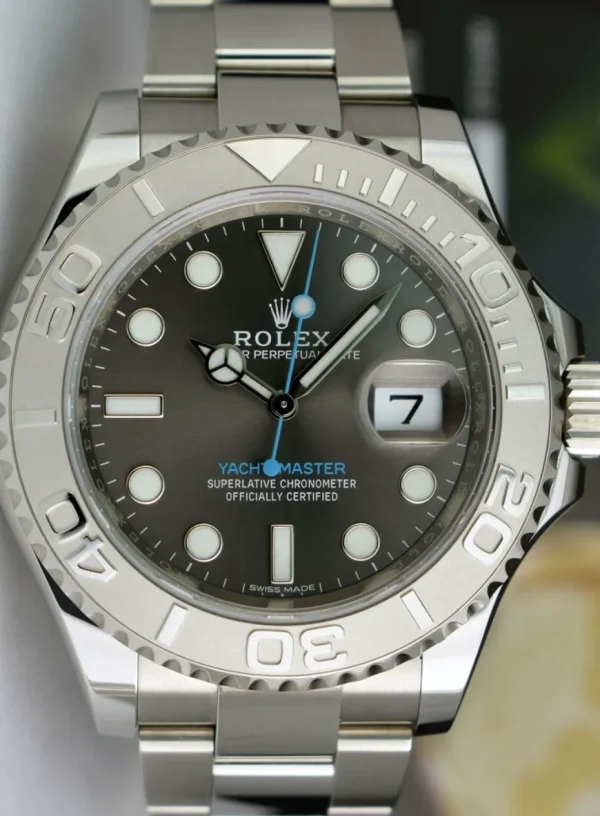 Yachting Professional Watches | Sports Watches | Sant Blanc ROLEX 40mm Platinum & Stainless Steel Yachtmaster Rhodium Dial Model 116622