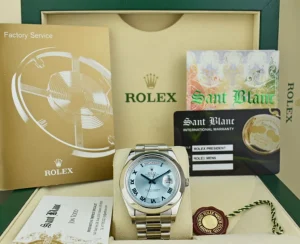 President Dress Watches | Sant Blanc ROLEX 41mm Platinum DayDate II President Glacier Concentric Roman Dial Model 218206