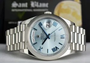 President Dress Watches | Sant Blanc ROLEX 40mm Platinum President Day Date 40 Glacier Roman Dial Model 228206