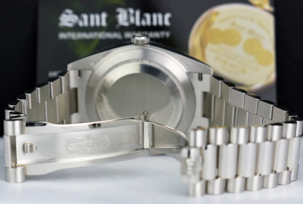 rolex_mm_platinum_preside_5.webp President Dress Watches | Sant Blanc ROLEX 40mm Platinum President Day Date 40 Glacier Roman Dial Model 228206