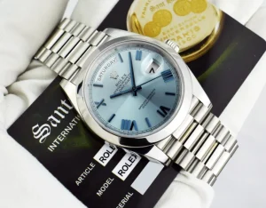 President Dress Watches | Sant Blanc ROLEX 40mm Platinum President Day Date 40 Glacier Roman Dial Model 228206