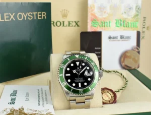 Diving Professional Watches | Men's Watches | Sant Blanc ROLEX 40mm Rehaut Stainless Steel Submariner Green Bezel Kermit Model 16610