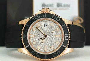 Yachting Professional Watches | Men's Watches | Sant Blanc ROLEX 40mm Rose Gold Yachtmaster Pave Diamond Model 116655