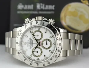Men's Watches | Racing Professional Watches | Sant Blanc ROLEX 40mm Stainless Daytona White Index Dial Fat Clasp Model 116520