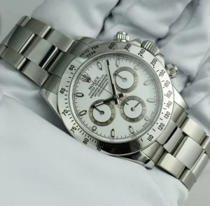 Men's Watches | Racing Professional Watches | Sant Blanc ROLEX 40mm Stainless Daytona White Index Dial Fat Clasp Model 116520