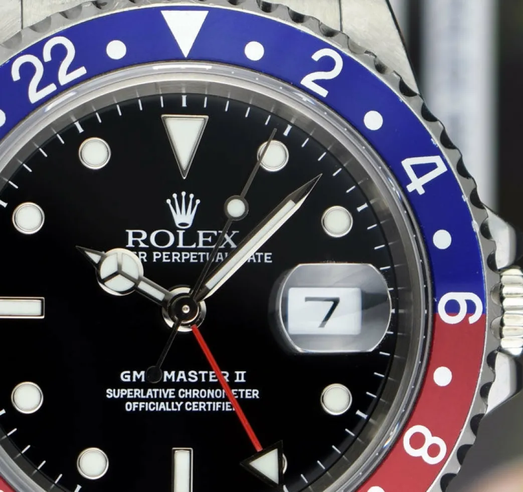 rolex_mm_stainless_gmt_ma_8.webp Sports Watches | Pilots Professional Watches | Sant Blanc ROLEX 40mm Stainless GMT Master II Pepsi Blue-Red Bezel SEL Model 16710