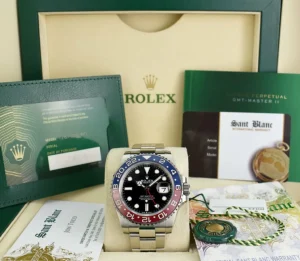 Men's Watches | Pilots Professional Watches | Sant Blanc ROLEX 40mm Stainless Steel GMT Master II PEPSI Bezel Oyster Bracelet 126710BLRO