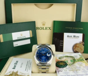Dress Watches | Sant Blanc ROLEX 41mm Stainless Steel DateJust 41 Blue Roman with Box & Card Model 126300