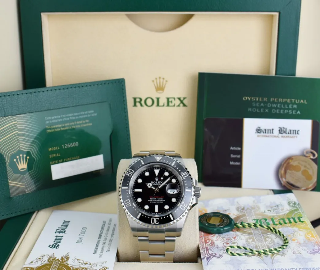 rolex_mm_stainless_steel__0-30.webp Deep Diving Professional Watches | Men's Watches | Sant Blanc ROLEX 43mm Stainless Steel Anniversary Red Sea Dweller Mark II Card Model 126600