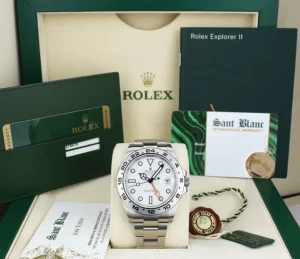 Field Professional Watches | Sant Blanc ROLEX 42mm Stainless Steel Explorer II White Dial with Box & Card & Tags Model 216570