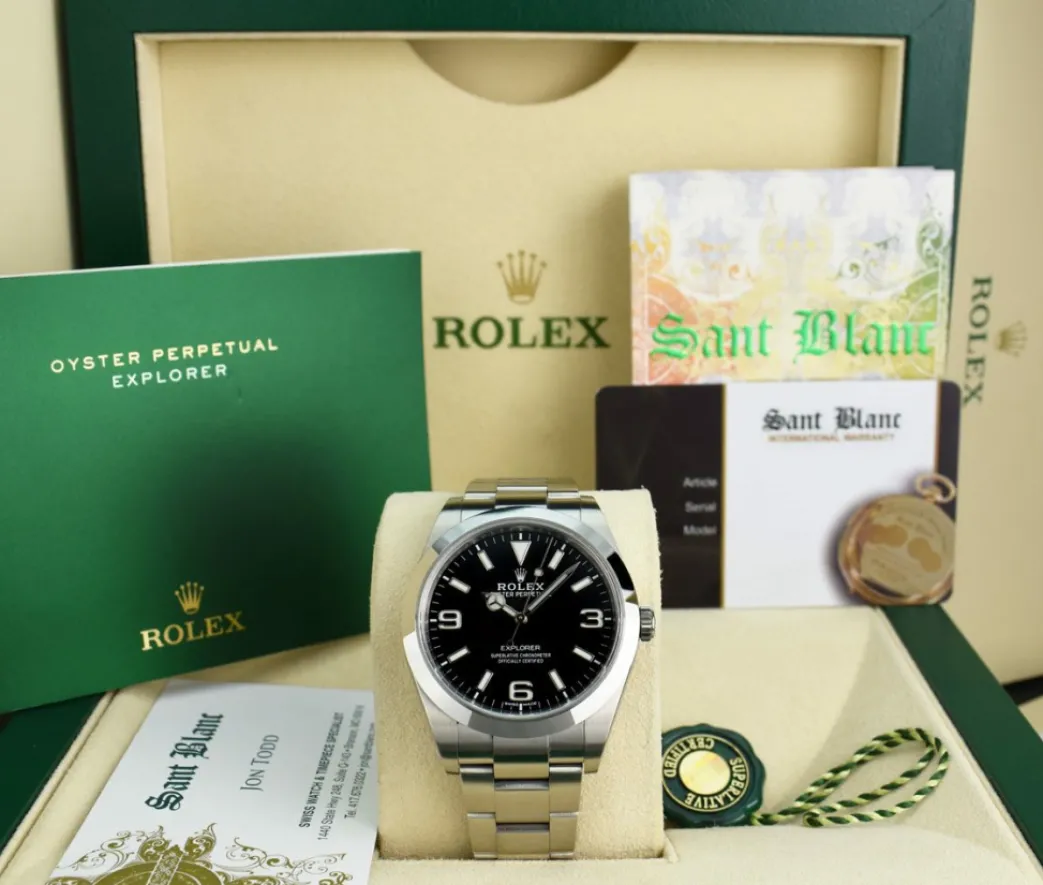 rolex_mm_stainless_steel__0-40.webp Sports Watches | Men's Watches | Sant Blanc ROLEX 39mm Stainless Steel Explorer Black Index Dial - Full Lume - Model 214270