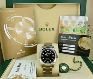 Sports Watches | Field Professional Watches | Sant Blanc ROLEX 39mm Stainless Steel Explorer Black Full Lume Dial Model 214270