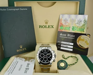 Sports Watches | Racing Professional Watches | Sant Blanc ROLEX 40mm Stainless Steel Daytona Black Index Dial "Fat" Clasp Model 116520