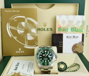 Diving Professional Watches | Sports Watches | Sant Blanc ROLEX 40mm Stainless Steel Submariner Green Dial - Ceramic Bezel - Hulk - Model 116610LV