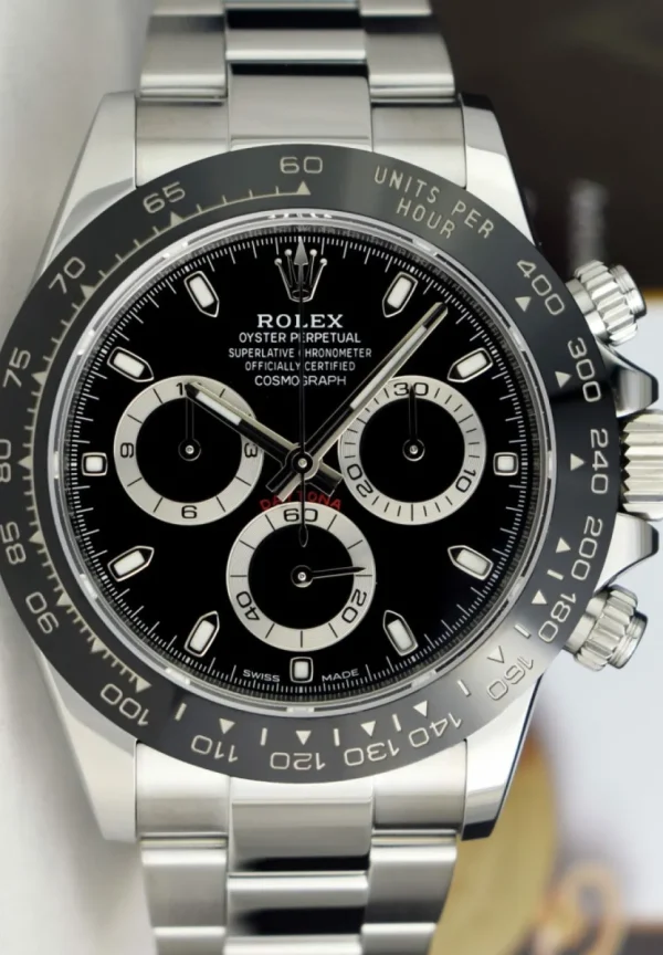 Men's Watches | Racing Professional Watches | Sant Blanc ROLEX 40mm Stainless Steel DAYTONA Black Dial Ceramic Bezel Model 116500LN