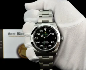 Pilots Classic Watches | Men's Watches | Sant Blanc ROLEX 40mm Stainless Steel Air King Black Arabic Dial Model 116900