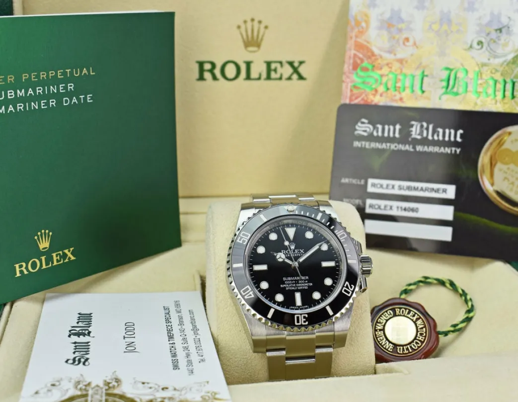 rolex_mm_stainless_steel__1-54.webp Diving Professional Watches | Sports Watches | Sant Blanc ROLEX 40mm Stainless Steel No-Date Submariner Black Ceramic Model 114060