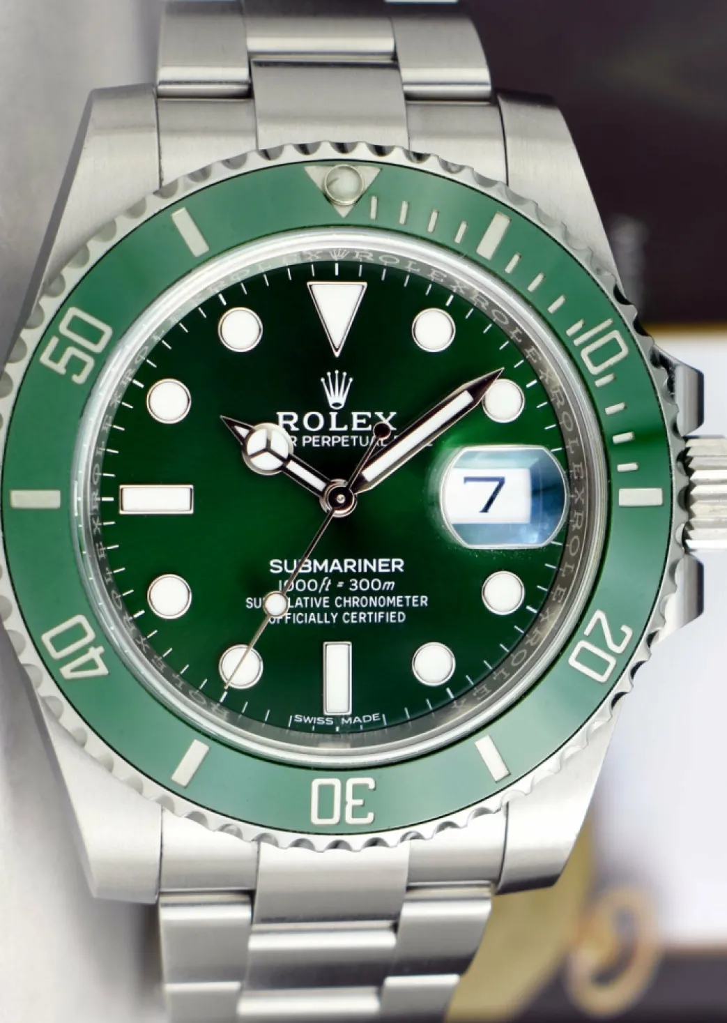 rolex_mm_stainless_steel__1-60.webp Diving Professional Watches | Sports Watches | Sant Blanc ROLEX 40mm Stainless Steel Submariner Green Dial - Ceramic Bezel - Hulk - Model 116610LV