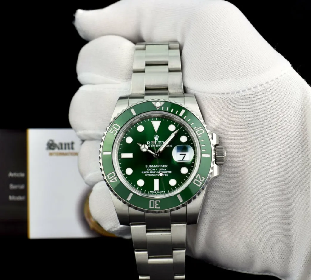 rolex_mm_stainless_steel__1-64.webp Diving Professional Watches | Sports Watches | Sant Blanc Rolex 40mm Stainless Steel Submariner Green "Hulk" Dial Model 116610LV